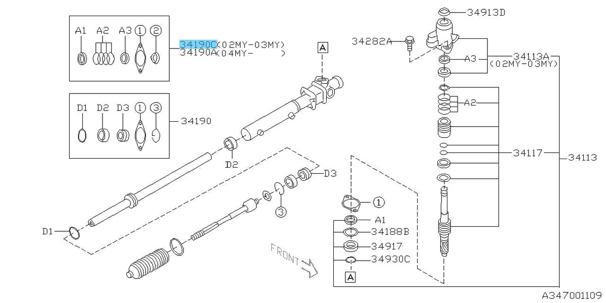 SUBARU FORESTER SG9 SH9 09-13 Genuine Repair Kit for Power Steering 34190AG001