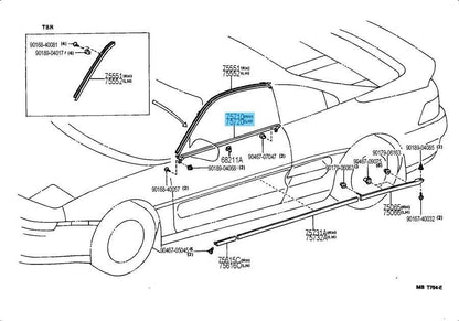 TOYOTA MR2 SW20 Genuine Outer Door Moulding Weather Strip Right & Left Set OEM