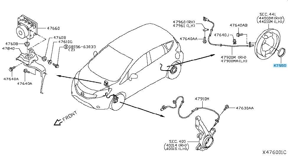 NISSAN VERSA NOTE 14-19 Genuine Sensor-Rotor Antiskid Rear ABS 47950-1HA0A  OEM