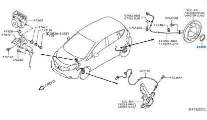 NISSAN VERSA NOTE 14-19 Genuine Sensor-Rotor Antiskid Rear ABS 47950-1HA0A  OEM