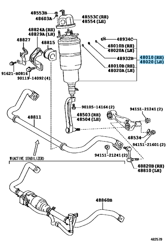 LEXUS LS460 USF4# 09-12 Genuine Front Shock Absorber Pneumatic Cylinder Set OEM