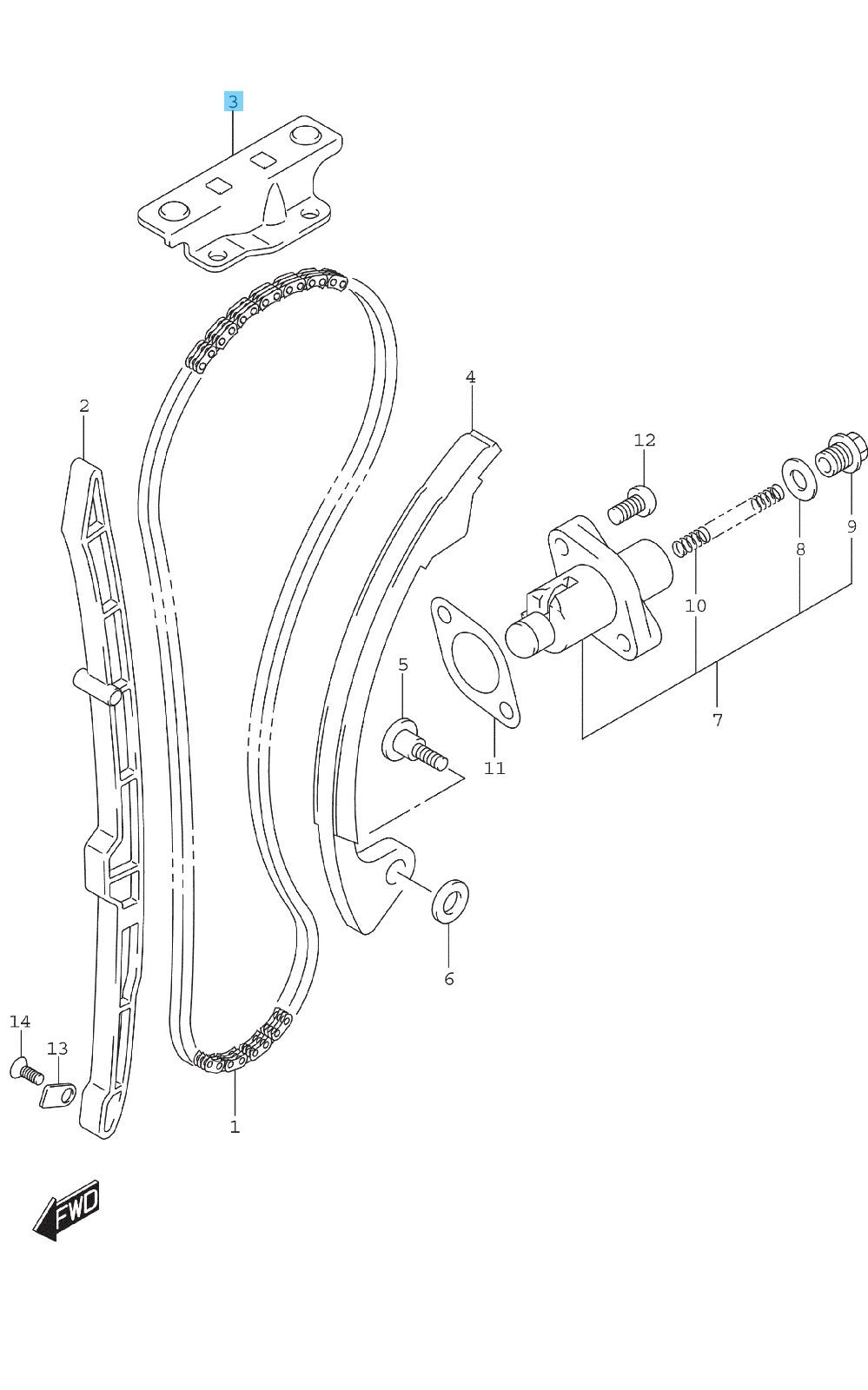 SUZUKI DR-Z400SM 05-09 14-24 Genuine CAM CHAIN GUIDE NO.2 12782-29F00 OEM