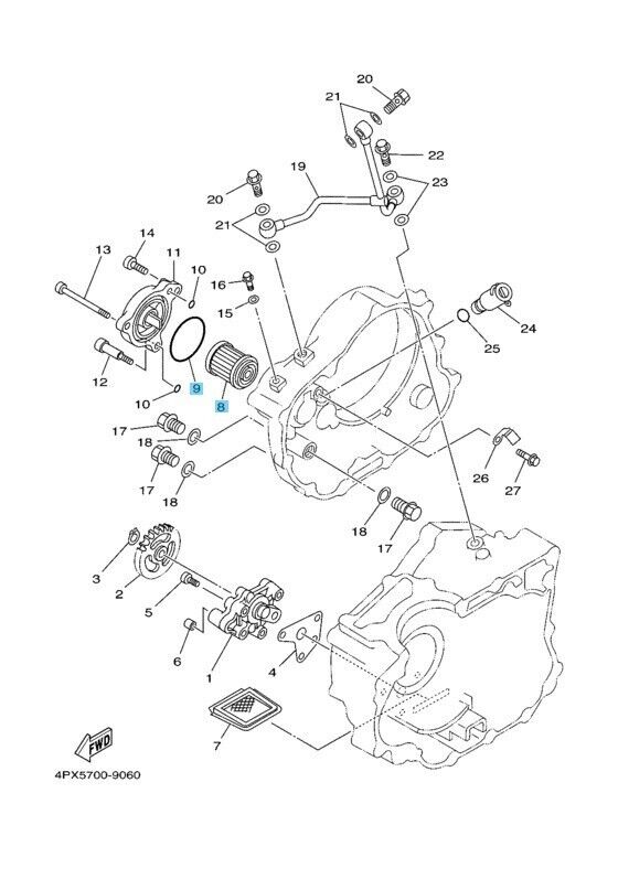 YAMAHA TT-R250 1999-2006 Genuine Oil Cleaner Element & O-Ring Set OEM