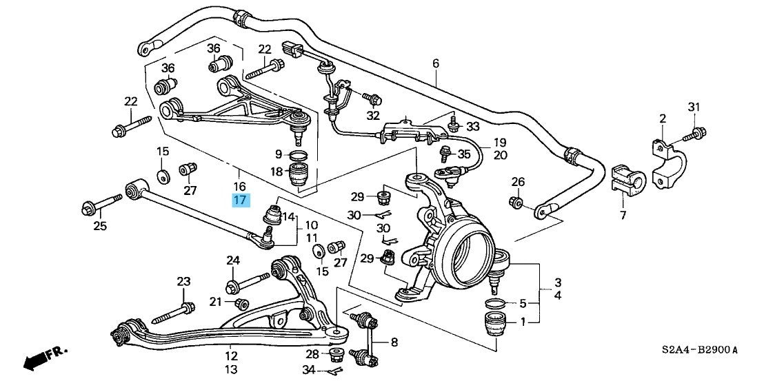 HONDA S2000 AP1 2000-2002 Genuine Rear Upper Arm Comp LH 52400-S2A-003 OEM