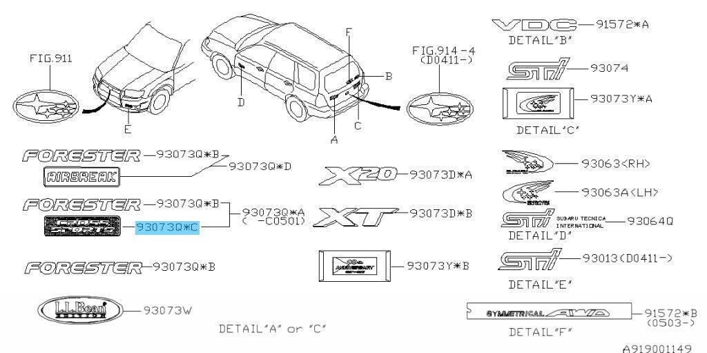 SUBARU FORESTER SG 03-08 Genuine Letter Mark Rear Gate "CROSS SPORTS" Emblem OEM