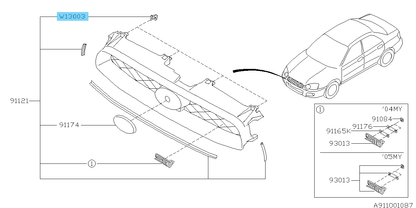SUBARU IMPREZA WRX GDA 02-05 Genuine Front Grille Clip x4 Set 909130030 OEM