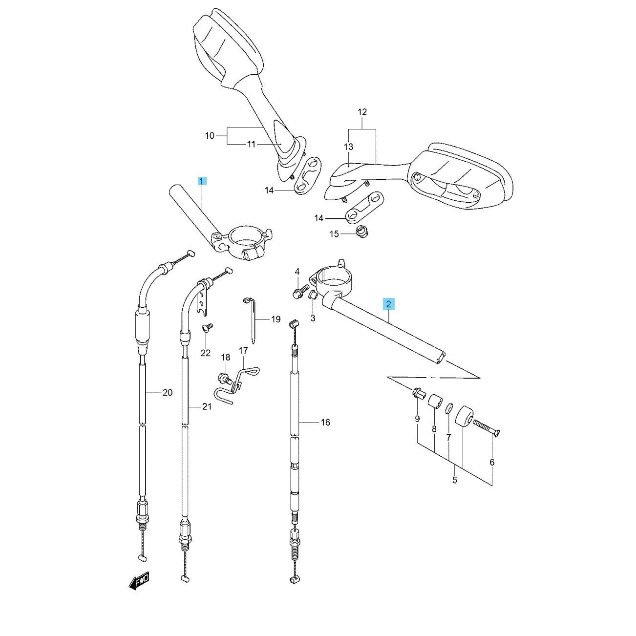 SUZUKI GSX-R600 GSX-R750 2011-2019 2021-2024 Genuine Handlebar RH & LH Set OEM