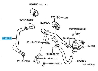 TOYOTA SUPRA MA70 86-93 Genuine Heater Water Outlet Hose A 87245-24190 OEM RHD