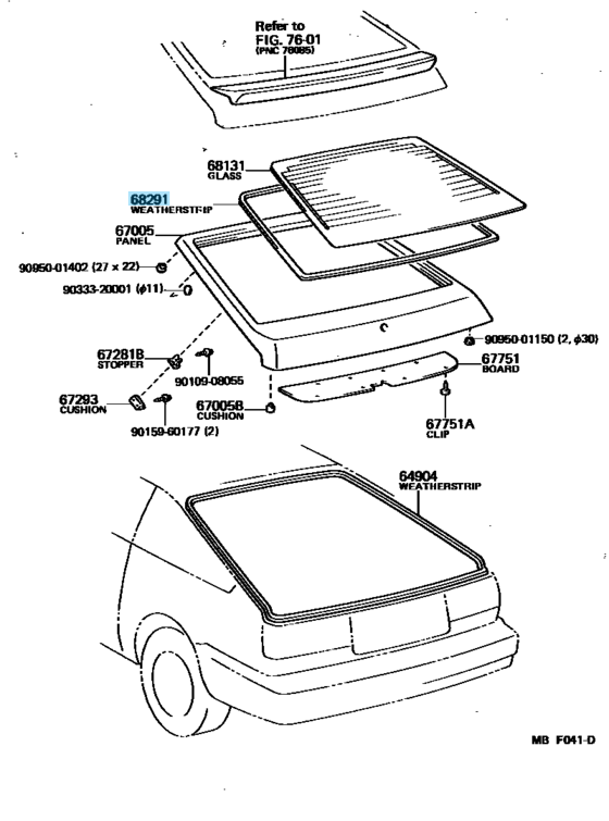 TOYOTA LEVIN TRUENO AE86 Genuine 3D Hatch Back Door Glass Weatherstrip Seal OEM