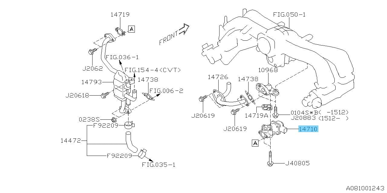 SUBARU OUTBACK BP9 08-19 Genuine E.G.R. Control Valve Assembly 14710AA710 OEM