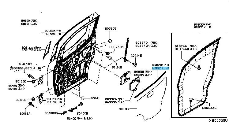 NISSAN NV200 M20X 13-21 Genuine Front Door Outside Molding LH 80821-JX30A OEM