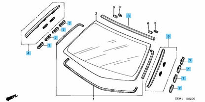 HONDA INTEGRA ACURA RSX DC5 Genuine Front Windshield Molding & 8 Clip Set OEM