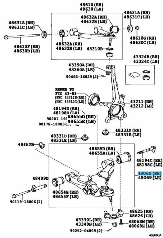 TOYOTA LAND CRUISER 200 LEXUS LX570 Genuine Front Suspension Lower Arm Right OEM