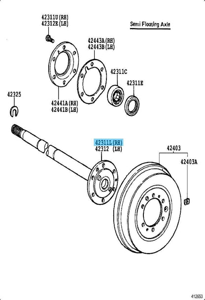 TOYOTA LAND CRUISER FZJ75 1998-1999 Genuine Rear Axle Shaft RH 42311-60081 OEM