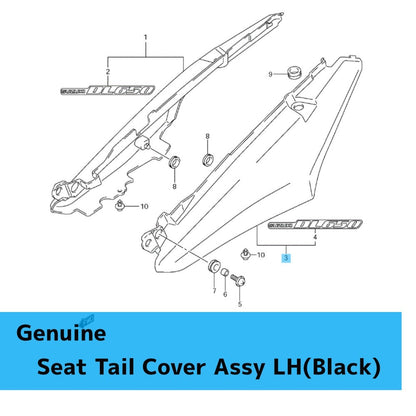SUZUKI V-STROM DL650 2011 Genuine Seat Tail Cover Assy LH(Black) 45502-27G10-YAY