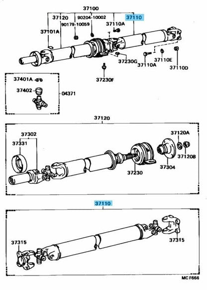 TOYOTA SUPRA MA70 1988-1993 Genuine Propeller Shaft Assy 37110-14291 OEM