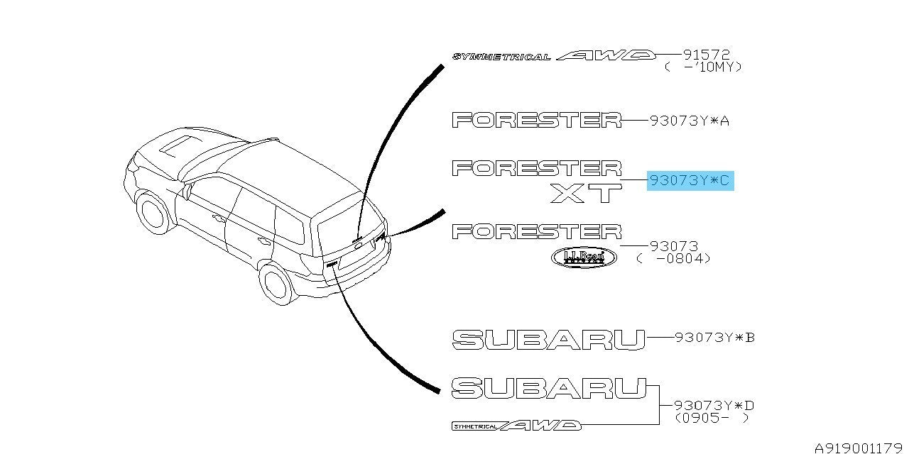 SUBARU FORESTER SH5 SH9 '09-13 Genuine Rear Letter Mark "FORESTER XT" 93073SC030