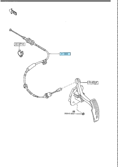 MAZDA RX-7 RX7 FD3S 1993-2002 RHD Genuine Pedal Throttle Cable Accelerator OEM