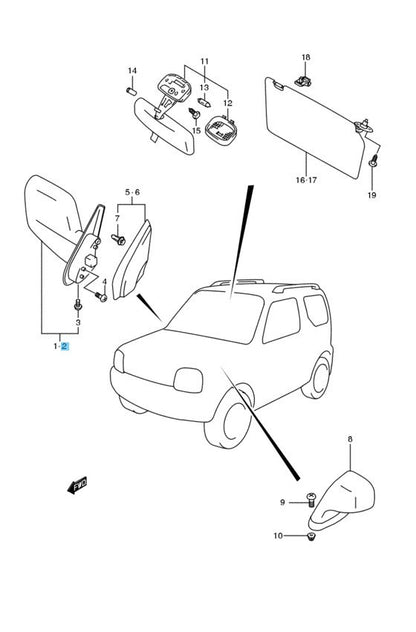 SUZUKI JIMNY JB23W TYPES 1 to 3 Genuine Out Rear View Mirror Assy LH (BLACK)