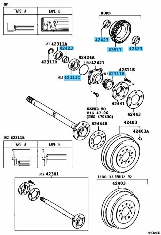 TOYOTA 4RUNNER KZN185 2000-2002 Genuine Rear Wheel Bearing & Seal Kit OEM