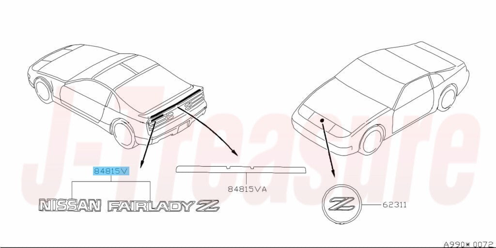 NISSAN FAIRLADY Z Z32 98-00 Genuine Rear Label "NISSAN FAIRLADY Z" 93094-VP100