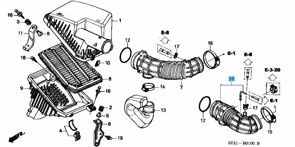 HONDA LEGEND ACURA RL 96-04 Genuine  Air Intake Hose Tube Comp 17228-P5A-A11 OEM