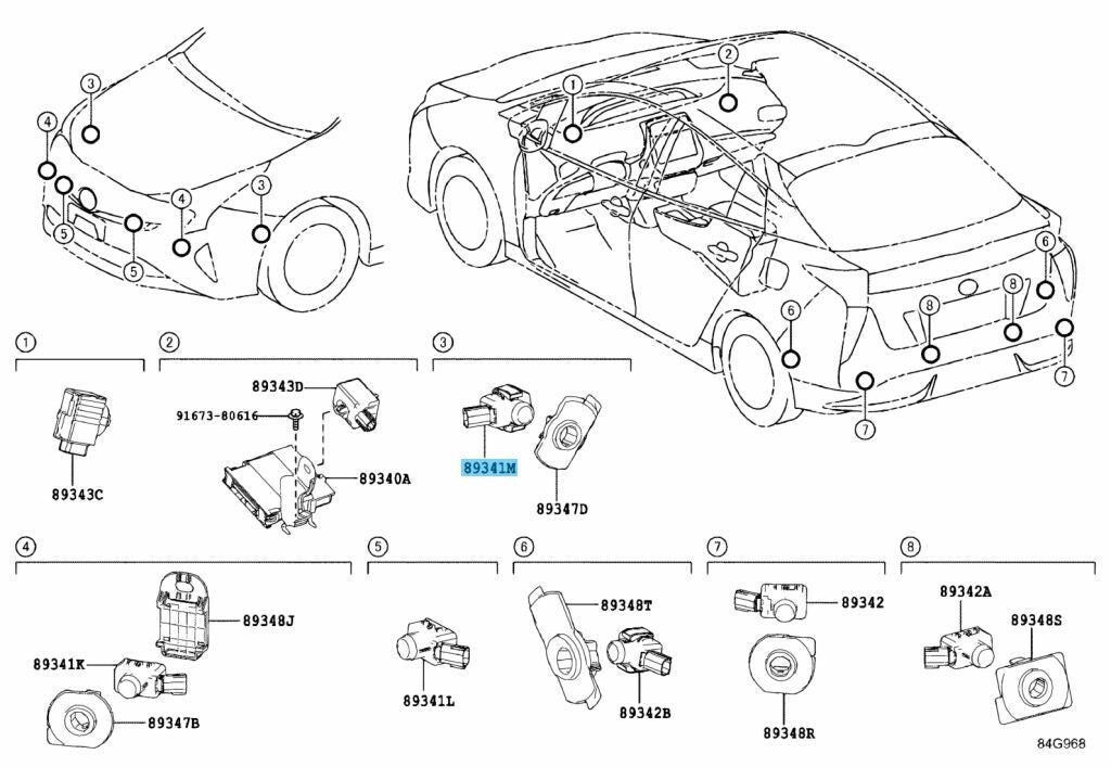 TOYOTA PRIUS ZVW5# 16-22 Genuine Front Side Ultrasonic Sensor 89341-58070-B0