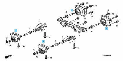 HONDA S2000 AP1 00-09 Genuine Axle Differential Rear Mount F&R R&L 4Set OEM