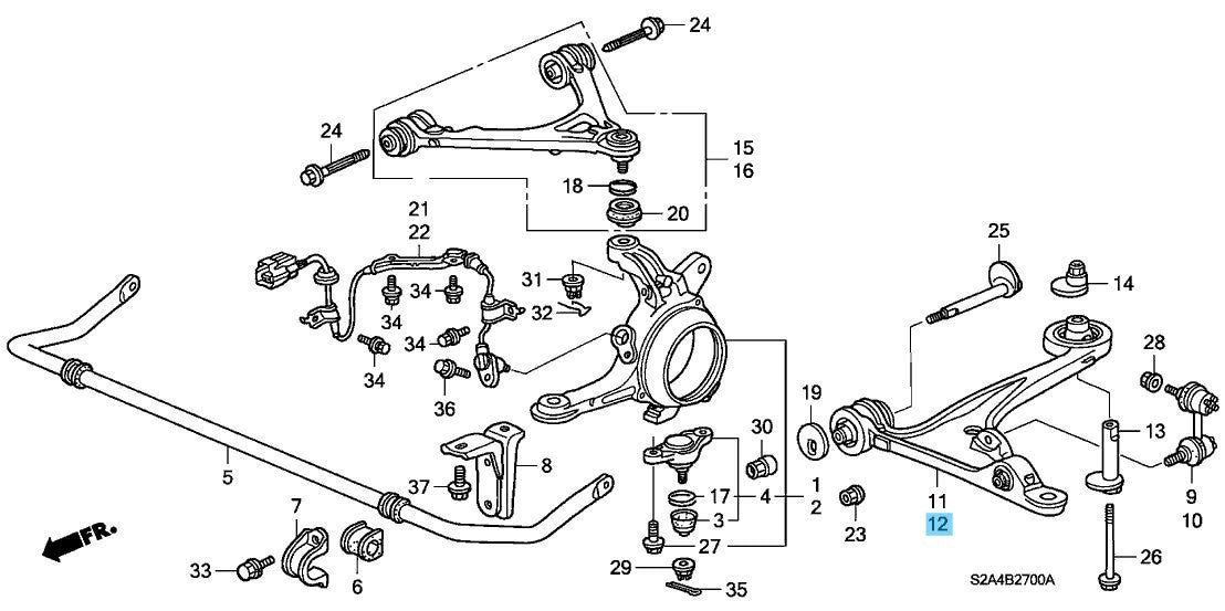 HONDA S2000 AP1 AP2 '00-09 Genuine Front Lower Arm Comp LH 51360-S2A-030 OEM