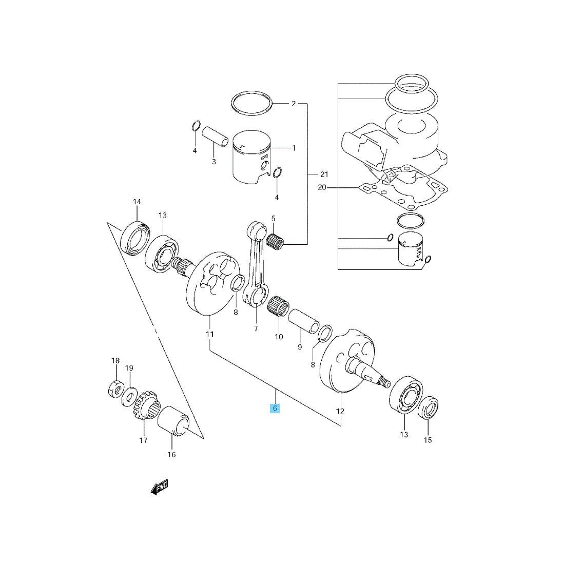 SUZUKI RM85 2002-2009 2012 2015-2023 Genuine Crankshaft Assy 12200-03B20 OEM