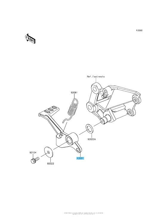 KAWASAKI NINJA 300 EX300 2013-2017 Genuine Brake Pedal Lever 43001-0721 OEM