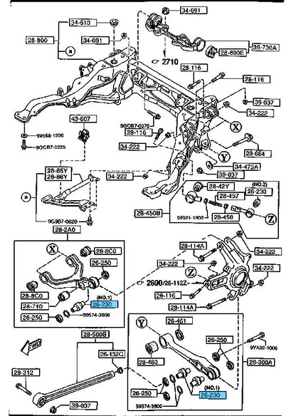 MAZDA RX-7 FD3S 93-95 Genuine Rear Lower Arm Pillow Ball No.1 FD01-26-220 x2 Set