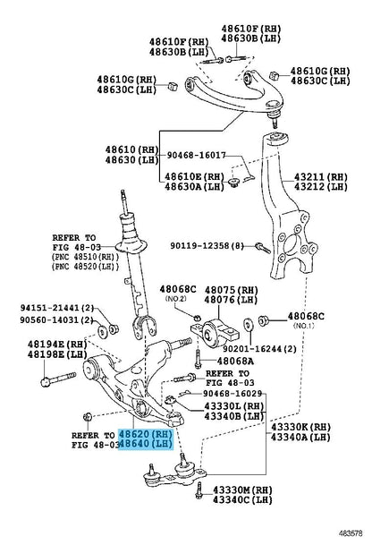 LEXUS GS350 RWD '13-20 GRL10 Genuine Fr/Suspension Lower Arm RH & LH Set OEM