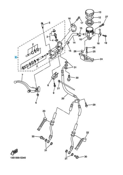 YAMAHA YZF-R6 2006-2016 Genuine Master Cylinder Sub Assy 5SL-W2587-00-00 OEM