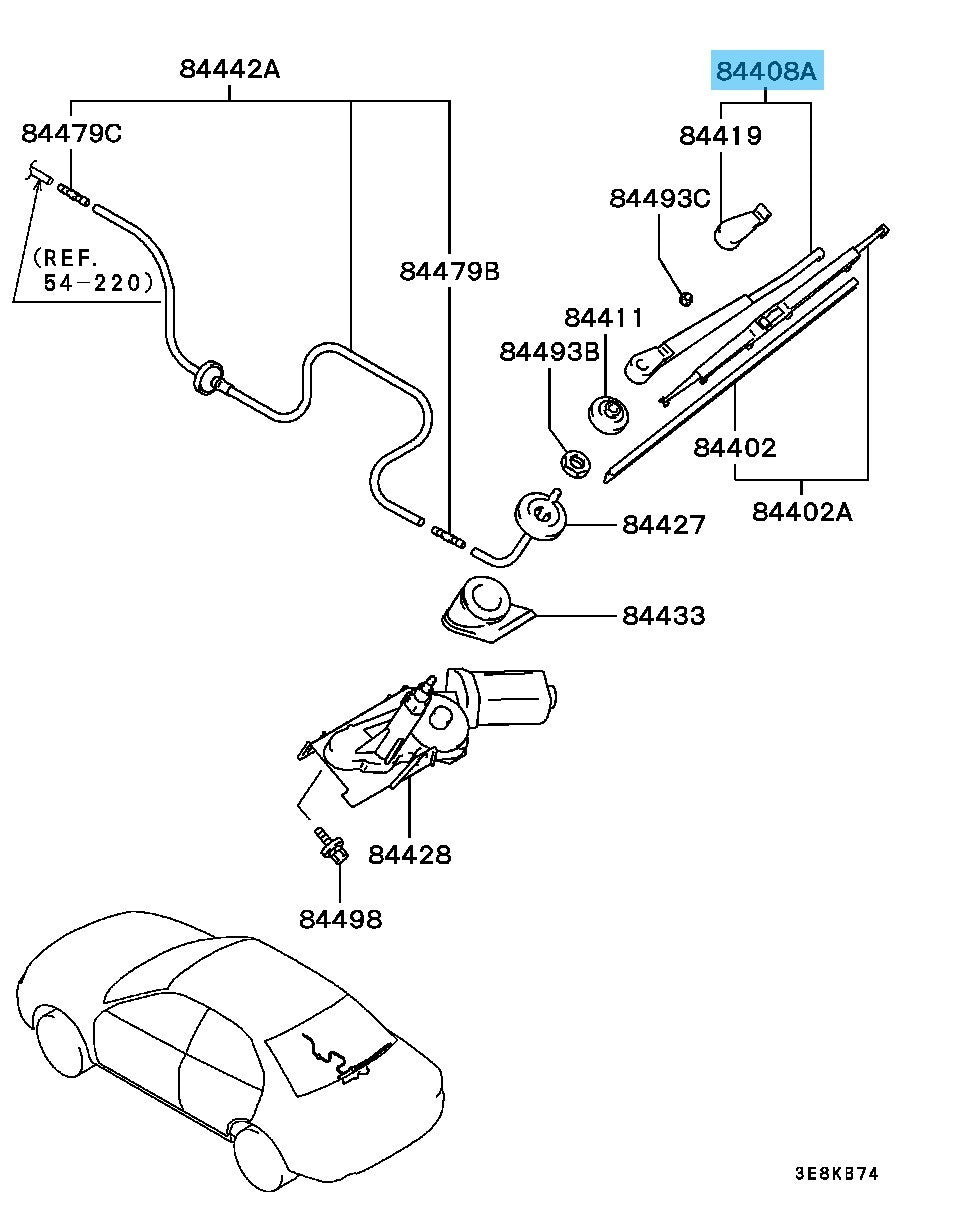 MITSUBISHI LANCER Evo 4 5 6 CN/CP9A 96-00 Genuine R/ Window Wiper Arm Assy OEM