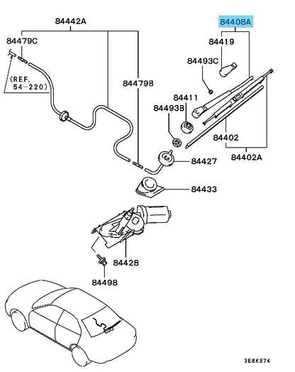 MITSUBISHI LANCER Evo 4 5 6 CN/CP9A 96-00 Genuine R/ Window Wiper Arm Assy OEM
