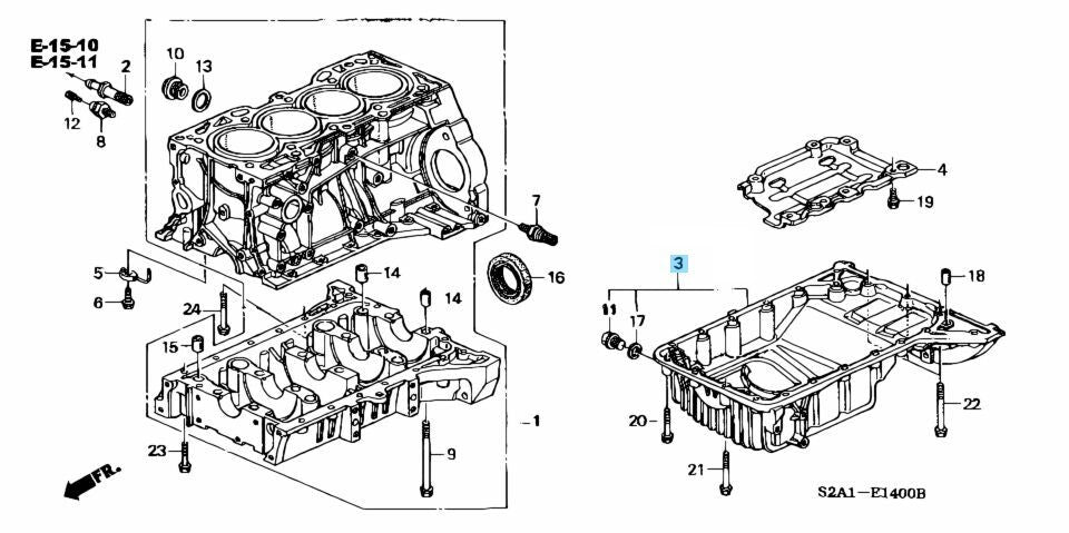 HONDA S2000 S2K AP1 AP2 1999-2009 Genuine Engine Oil Pan Comp. 11200-PCX-000 OEM