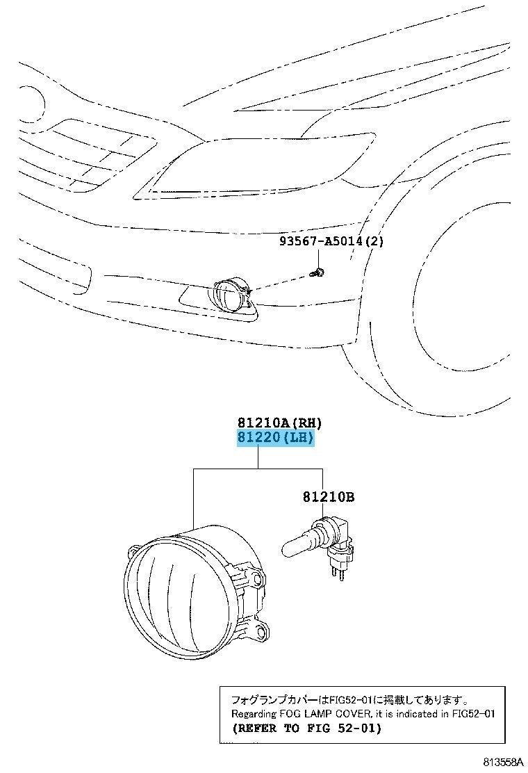 TOYOTA CAMRY ASV40 2010-2011 Genuine Front Fog Lamp Assy LH 81220-0D042 OEM