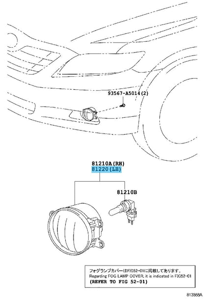 TOYOTA CAMRY ASV40 2010-2011 Genuine Front Fog Lamp Assy LH 81220-0D042 OEM