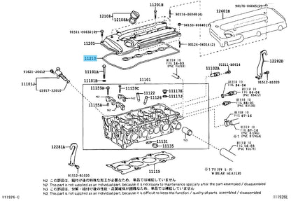TOYOTA HIGHLANDER ACU20 01-07 Genuine Cylinder Head Cover Gasket 11213-28021 OEM
