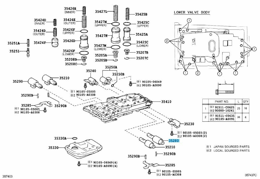 TOYOTA 4RUNNER UZN210 04-22 Genuine Lock Up Control Solenoid Assy 35280-30050