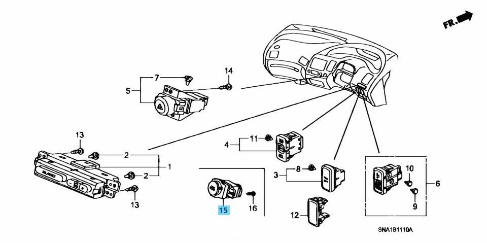 HONDA CIVIC TYPE-R FD2 FD1 07-09 Genuine Ignition Button Switch & Garnish OEM