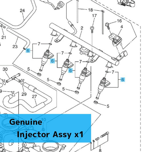 YAMAHA YZF-R6 2006-2020 Genuine Injector Assy 2C0-13761-00-00 x1 OEM