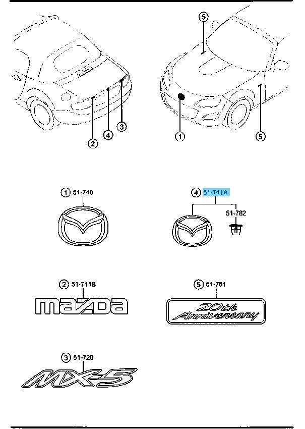 MAZDA MX-5 MIATA NC 2006-2015 Genuine Rear Mascot Emblem NF79-51-730 OEM