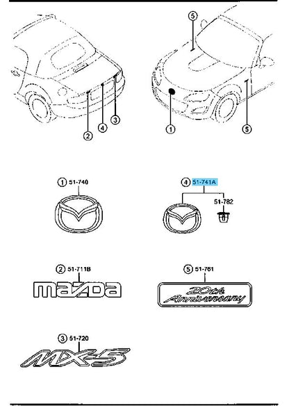 MAZDA MX-5 MIATA NC 2006-2015 Genuine Rear Mascot Emblem NF79-51-730 OEM