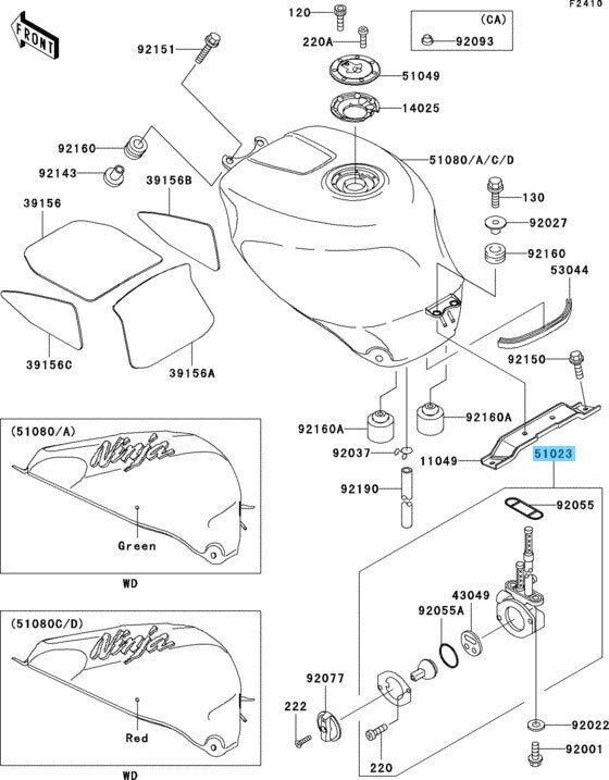 KAWASAKI NINJA ZX-7R ZX750P 1996-2003 Genuine Fuel Tap Assy  51023-1336 OEM