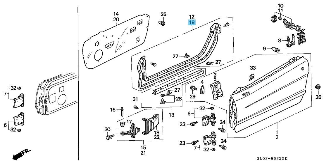HONDA ACURA NSX NA1/2 91-05 Genuine Door Lower Weatherstrip LH 72350-SL0-023 OEM