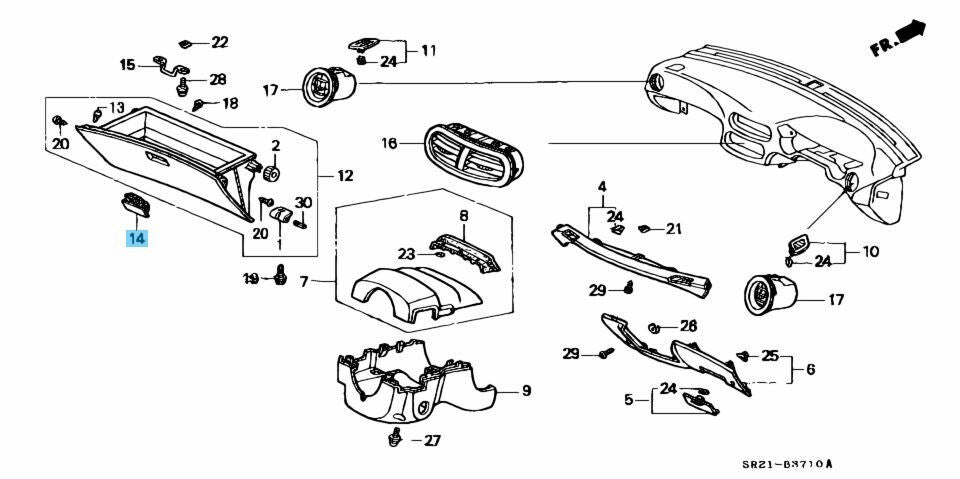 HONDA CIVIC EG# 92-93 Genuine Glovebox lock latch assy Black 77520-SR3-013ZB OEM