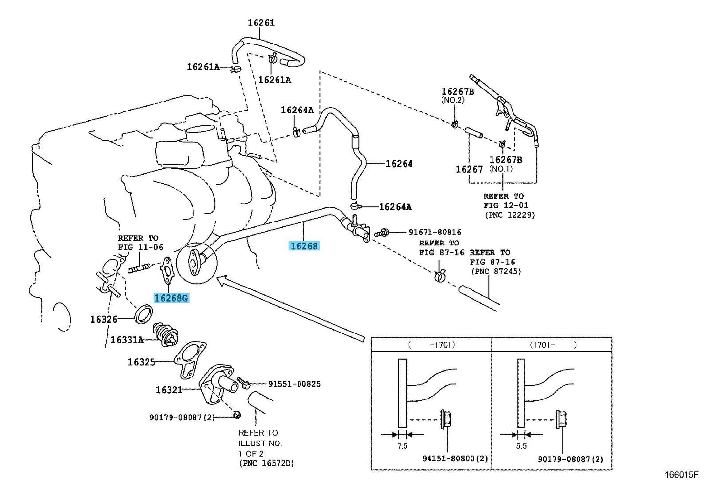 TOYOTA TACOMA TRN245 17-22 Genuine Water By-Pass Pipe NO.1 & Gasket set OEM