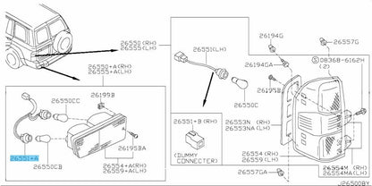 NISSAN PATROL SAFARI Y61 Genuine Rear Tail Lamp Harness Assy 26551-VD71A OEM